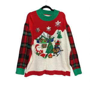 Merry & Bright Christmas sweater size 1X lots of sparkle and bells